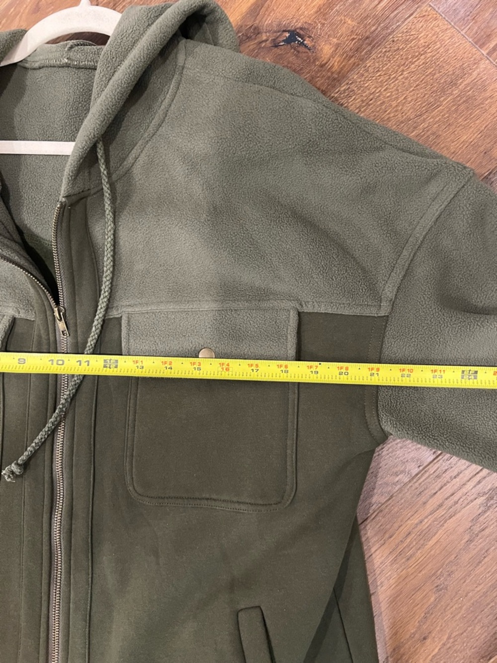 Olive Green Sherpa Zip-up Hooded Jacket - Women, Size XL - Picture 7 of 8